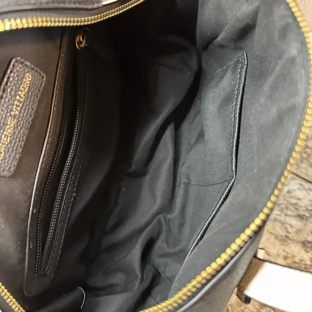 Adrienne Vittadini Black White Colorblock Collection Barrel Bag